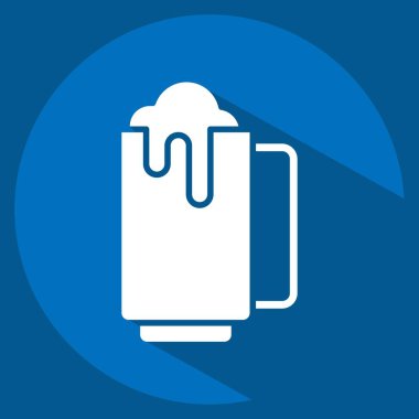 Icon Bira Bardağı. Meşrubat sembolüyle ilgili. Uzun gölge tarzı. dizayn edilebilir