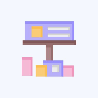 Simge Billboard 'u. Şehir merkezinin sembolüyle ilgili. Düz stil. dizayn edilebilir