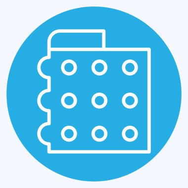 Simge Kabarcığı Paketi. Plastik Ürün sembolüyle ilgili. Mavi gözlü. dizayn edilebilir