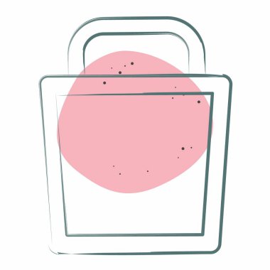 Simge Kovası. Plastik Ürün sembolüyle ilgili. Renkli Leke Biçimi. dizayn edilebilir