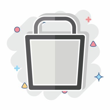 Simge Kovası. Plastik Ürün sembolüyle ilgili. Çizgi roman. dizayn edilebilir