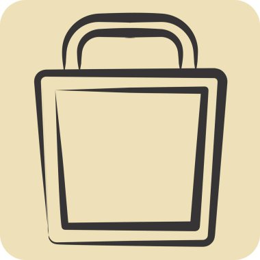 Simge Kovası. Plastik Ürün sembolüyle ilgili. El çizimi tarzı. dizayn edilebilir