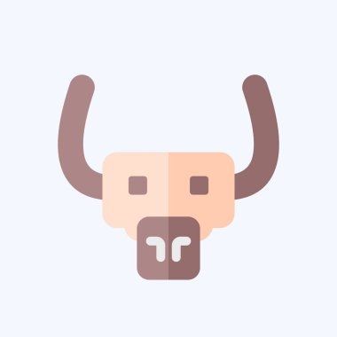 Icon Buffalo. Hayvanlar sembolüyle ilgili. Düz stil. dizayn edilebilir