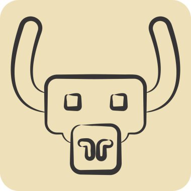 Icon Buffalo. Hayvanlar sembolüyle ilgili. El çizimi tarzı. dizayn edilebilir