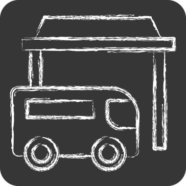 Simge Otobüsü. Şehir merkezinin sembolüyle ilgili. Tebeşir stili. dizayn edilebilir