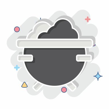 Simge Kazanı. Cadılar Bayramı sembolüyle ilgili. Çizgi roman. dizayn edilebilir