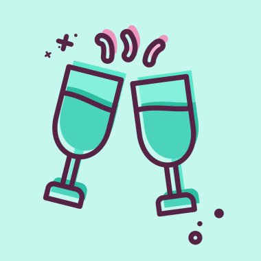 Kutlama ikonu. Yeni yıl sembolüyle ilgili. MBE tarzı. dizayn edilebilir