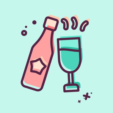 Simgesel Şampanya. Yeni yıl sembolüyle ilgili. MBE tarzı. dizayn edilebilir