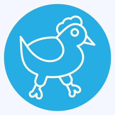 İkon Tavuk. BBQ sembolüyle ilgili. Mavi gözlü. dizayn edilebilir