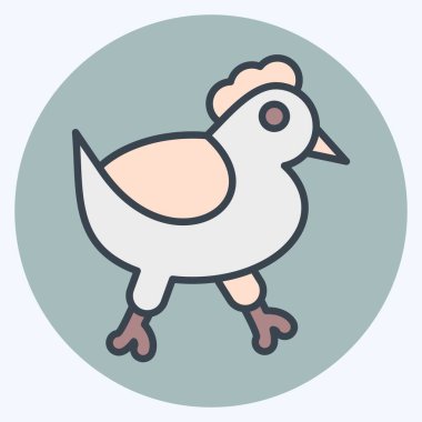 İkon Tavuk. BBQ sembolüyle ilgili. renk arkadaşı stili. dizayn edilebilir