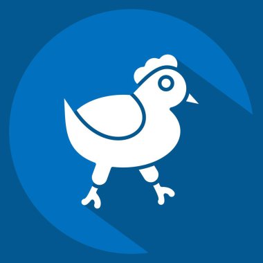 İkon Tavuk. BBQ sembolüyle ilgili. Uzun gölge tarzı. dizayn edilebilir