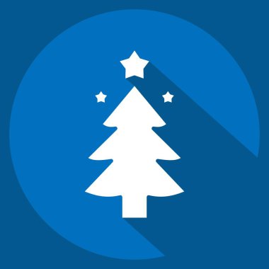İkon Noel Ağacı. Yeni yıl sembolüyle ilgili. Uzun gölge tarzı. dizayn edilebilir