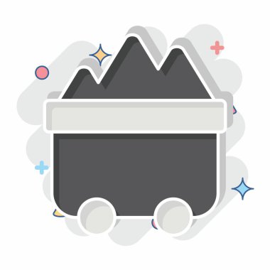 Simge kömürü. Doğal Kaynaklar sembolüyle ilgili. Çizgi roman. dizayn edilebilir