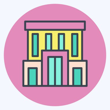 Simge Şirketi. Şehir merkezinin sembolüyle ilgili. renk arkadaşı stili. dizayn edilebilir