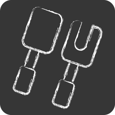 Simge Yemek Utensilleri. BBQ sembolüyle ilgili. Tebeşir stili. dizayn edilebilir