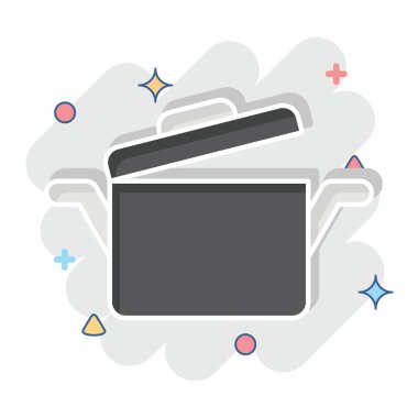 Lid 'le İkon Pişirme. Sera sembolüyle ilgili. Çizgi roman. dizayn edilebilir