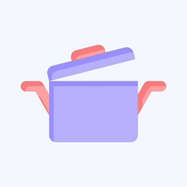 Lid 'le İkon Pişirme. Sera sembolüyle ilgili. Düz stil. dizayn edilebilir