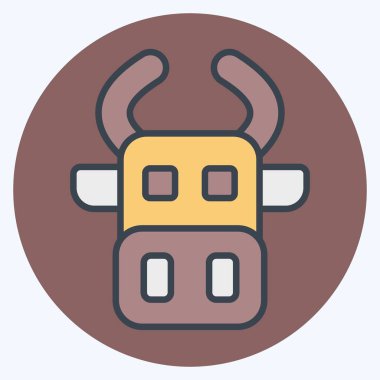 Simge İnek. Hayvanlar sembolüyle ilgili. renk arkadaşı stili. dizayn edilebilir