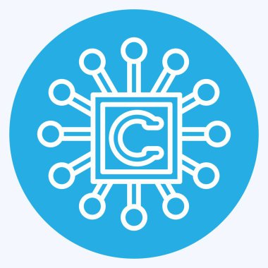 Simge işlemcisi. Metaverse sembolüyle ilgili. Mavi gözlü. dizayn edilebilir