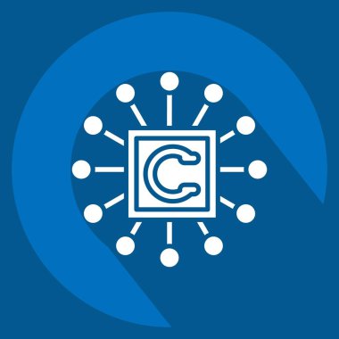 Simge işlemcisi. Metaverse sembolüyle ilgili. Uzun gölge tarzı. dizayn edilebilir