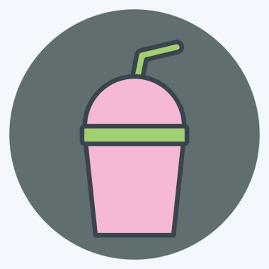 Simge kupası. Plastik Ürün sembolüyle ilgili. renk arkadaşı stili. dizayn edilebilir