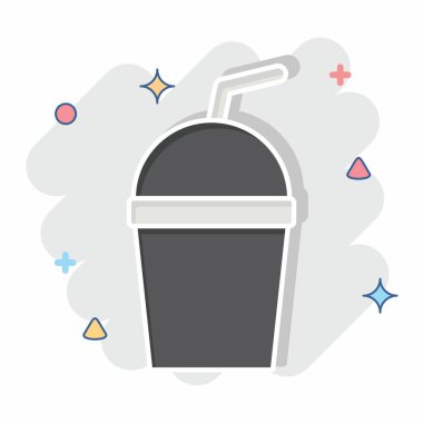 Simge kupası. Plastik Ürün sembolüyle ilgili. Çizgi roman. dizayn edilebilir