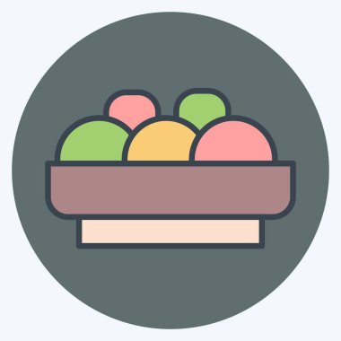 İkon Kotlet. BBQ sembolüyle ilgili. renk arkadaşı stili. dizayn edilebilir