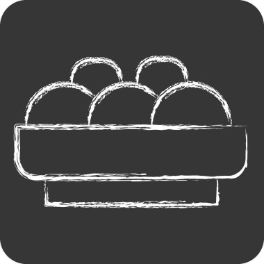 İkon Kotlet. BBQ sembolüyle ilgili. Tebeşir stili. dizayn edilebilir