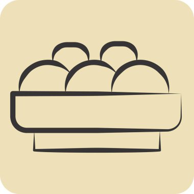 İkon Kotlet. BBQ sembolüyle ilgili. El çizimi tarzı. dizayn edilebilir