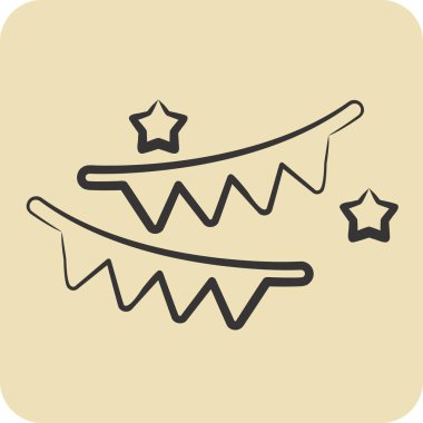 Simge dekorasyonu. Yeni yıl sembolüyle ilgili. El çizimi tarzı. dizayn edilebilir