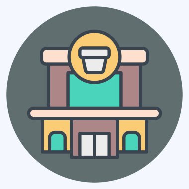 Simge Ayrılış Mağazası. Şehir merkezinin sembolüyle ilgili. renk arkadaşı stili. dizayn edilebilir