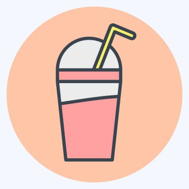 Simge Tatlısı. Meşrubat sembolüyle ilgili. renk arkadaşı stili. dizayn edilebilir