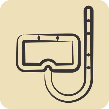 Simge Dalış Maskesi. Macera sembolüyle ilgili. El çizimi tarzı. dizayn edilebilir