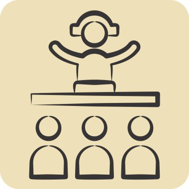 Simgesel DJ. Yeni yıl sembolüyle ilgili. El çizimi tarzı. dizayn edilebilir