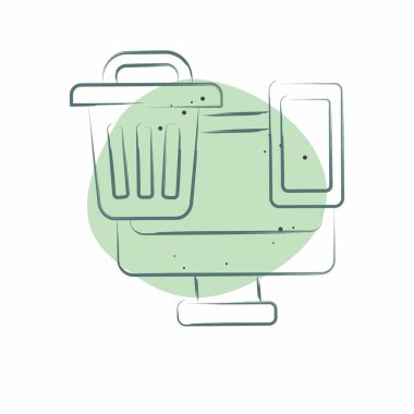 Simge E Atık. Atık sembolüyle ilgili. Renkli Leke Biçimi. dizayn edilebilir