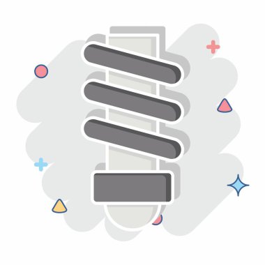 Simgesel Elektrik Ampulü. Doğal Kaynaklar sembolüyle ilgili. Çizgi roman. dizayn edilebilir