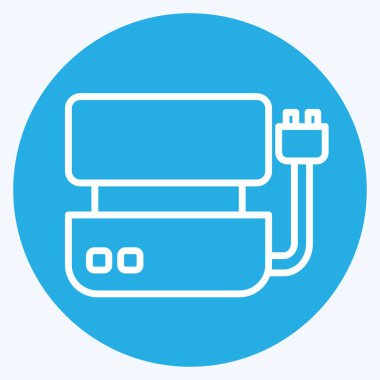 Icon Elektrik Izgarası. BBQ sembolüyle ilgili. Mavi gözlü. dizayn edilebilir