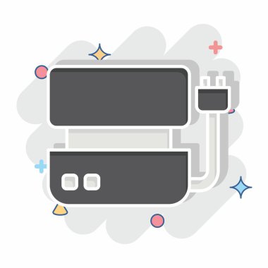 Icon Elektrik Izgarası. BBQ sembolüyle ilgili. Çizgi roman. dizayn edilebilir