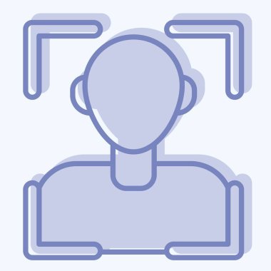 Simge Yüz Tanıma. Sensörlerin sembolüyle ilgili. İki ton stili. dizayn edilebilir