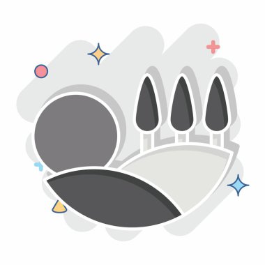 Simge alanı. Doğal Kaynaklar sembolüyle ilgili. Çizgi roman. dizayn edilebilir