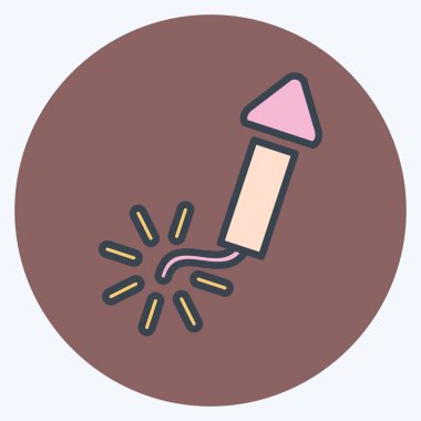 Simge Firecracker. Yeni yıl sembolüyle ilgili. renk arkadaşı stili. dizayn edilebilir