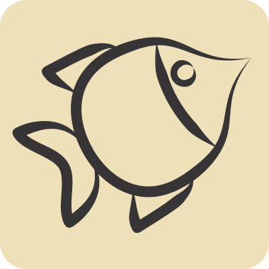 Simge Balığı. BBQ sembolüyle ilgili. El çizimi tarzı. dizayn edilebilir