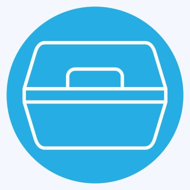 Simge Yemek Kutusu. Plastik Ürün sembolüyle ilgili. Mavi gözlü. dizayn edilebilir