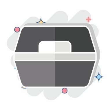 Simge Yemek Kutusu. Plastik Ürün sembolüyle ilgili. Çizgi roman. dizayn edilebilir