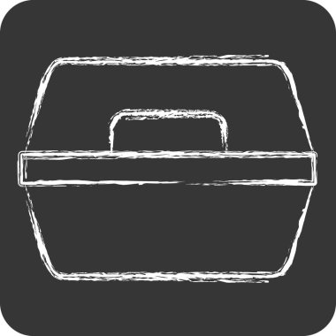 Simge Yemek Kutusu. Plastik Ürün sembolüyle ilgili. Tebeşir stili. dizayn edilebilir