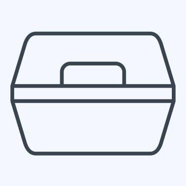 Simge Yemek Kutusu. Plastik Ürün sembolüyle ilgili. Sıra tarzı. dizayn edilebilir