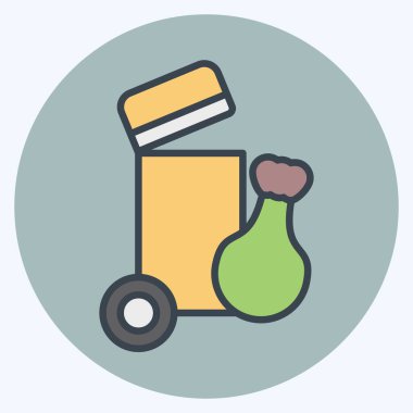 Simge Çöp Kutusu. Şehir merkezinin sembolüyle ilgili. renk arkadaşı stili. dizayn edilebilir