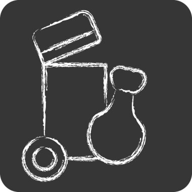 Simge Çöp Kutusu. Şehir merkezinin sembolüyle ilgili. Tebeşir stili. dizayn edilebilir