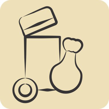 Simge Çöp Kutusu. Şehir merkezinin sembolüyle ilgili. El çizimi tarzı. dizayn edilebilir