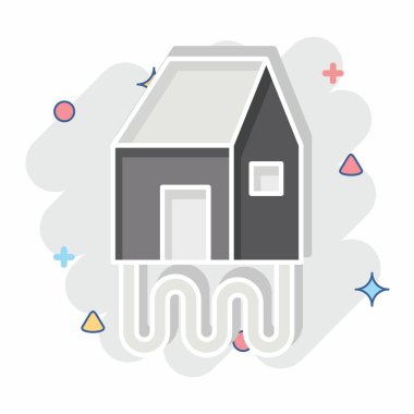 Simge Jeotermal Evi. Sera sembolüyle ilgili. Çizgi roman. dizayn edilebilir